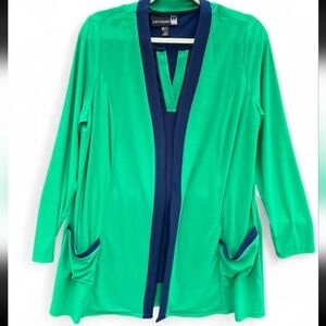 Antthony Women's Vibrant Green and Navy Cardigan